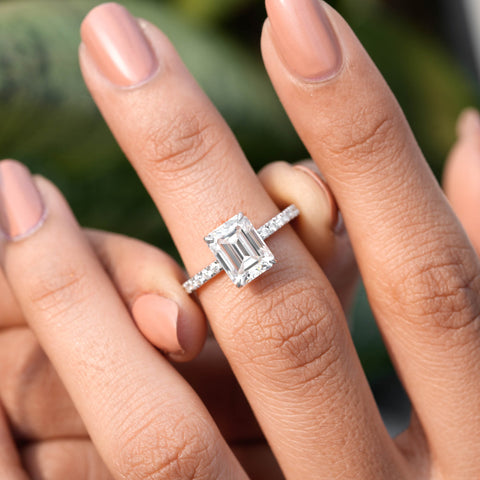2.78 CT Round, Emerald Cut Colorless Engagement Ring