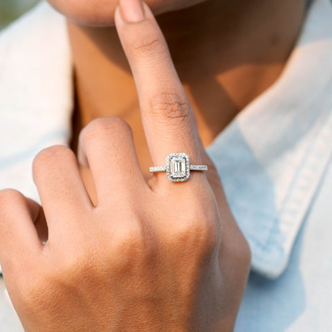 1.324 CT Round, Emerald Cut Colorless Engagement Ring