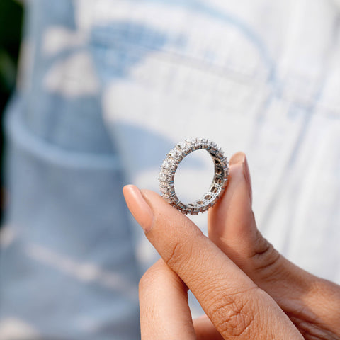 2.00 CT Emerald, Round Cut Colorless Engagement Ring