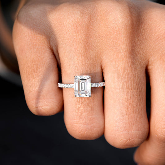 2.78 CT Round, Emerald Cut Colorless Engagement Ring