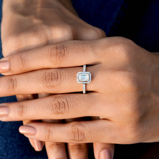 1.324 CT Round, Emerald Cut Colorless Engagement Ring