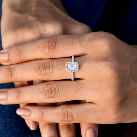 1.324 CT Round, Emerald Cut Colorless Engagement Ring