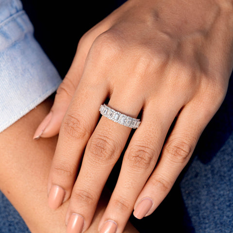 2.00 CT Emerald, Round Cut Colorless Engagement Ring