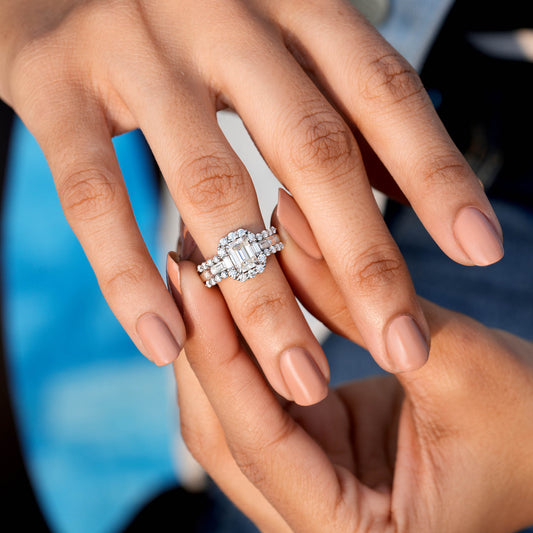 1.95 CT Round, Emerald, Baguette Cut Colorless Engagement Ring