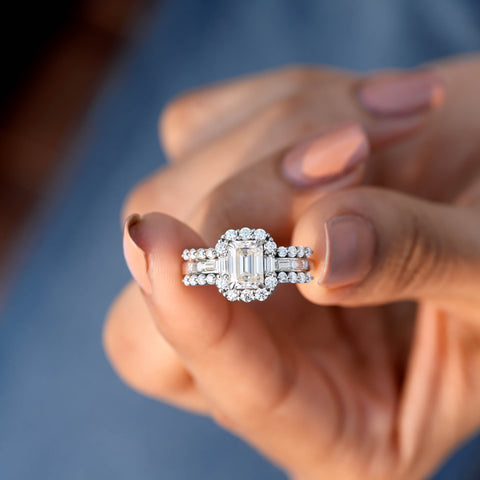 1.95 CT Round, Emerald, Baguette Cut Colorless Engagement Ring