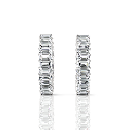 Emerald Cut Moissanite Diamond Hoops