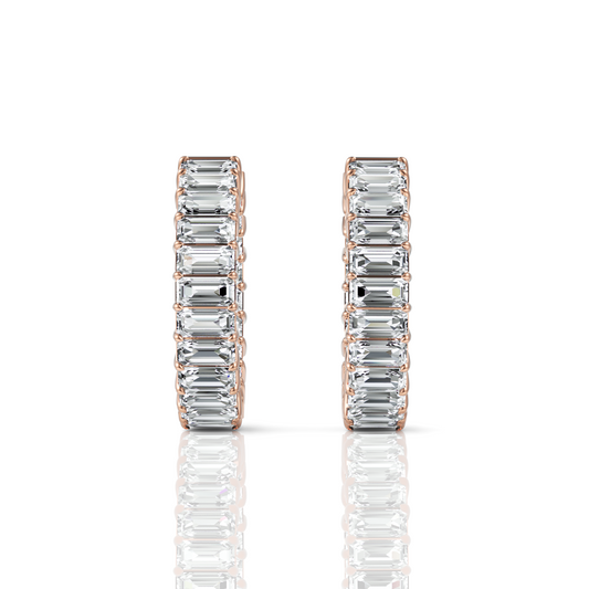 Emerald Cut Moissanite Diamond Hoops