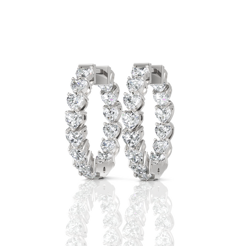 Heart Cut Diamond Hoops