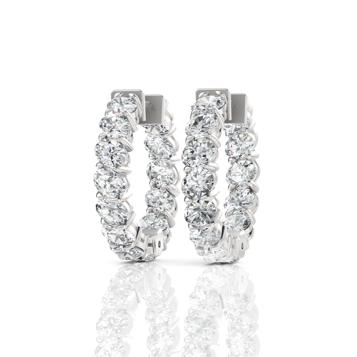 Oval Cut Moissanite Diamond Hoops