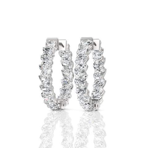 Pear Cut Moissanite Diamond Hoops