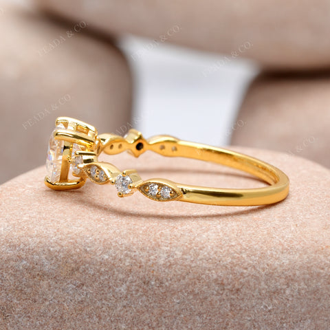 0.748 CT Round, Heart Cut Colorless Engagement Ring