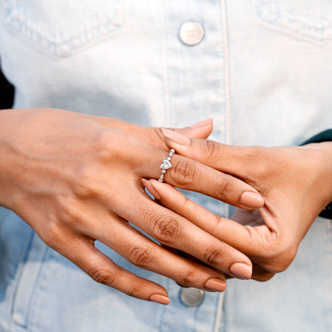 0.748 CT Round, Heart Cut Colorless Engagement Ring