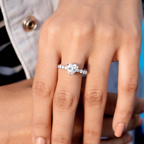 2.797 CT Round, Heart Cut Colorless Engagement Ring