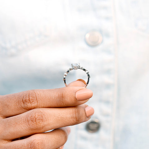 0.748 CT Round, Heart Cut Colorless Engagement Ring