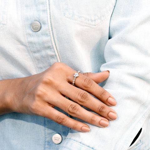 0.748 CT Round, Heart Cut Colorless Engagement Ring