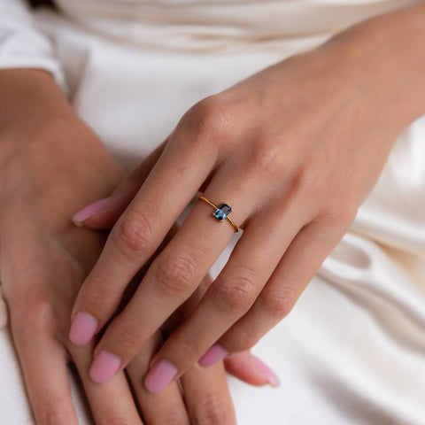 Birthstone Ring, Vintage Style Emerald Cut Ring