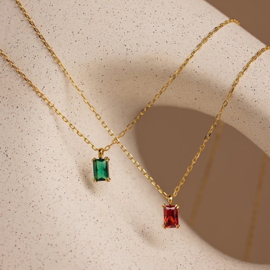 Emerald Birthstone Personalized Gemstone Necklace