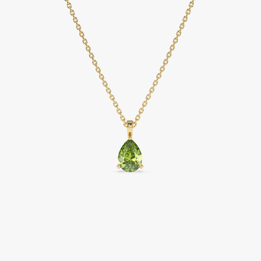 8x6 MM Peridot Necklace, Teardrop Birthstone Pendant, Dainty Elegant Peare Shaped Peridot Layering Necklace, Birthday Gift