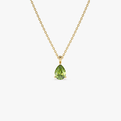 8x6 MM Peridot Necklace, Teardrop Birthstone Pendant, Dainty Elegant Peare Shaped Peridot Layering Necklace, Birthday Gift