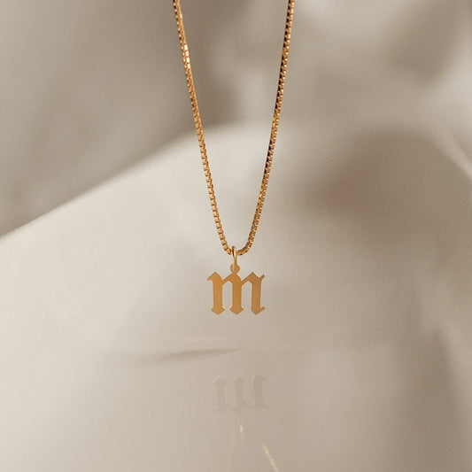 Initial Necklace with Box Chain