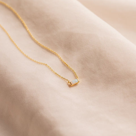 Dainty Baguette Bezel Setting Birthstone Chain & Necklace