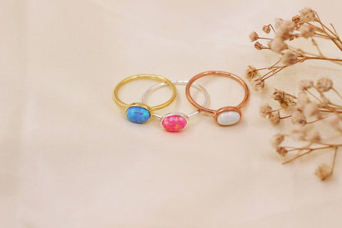 Dainty Opal Gold Ring, Bridesmaid Gift, Promise Ring