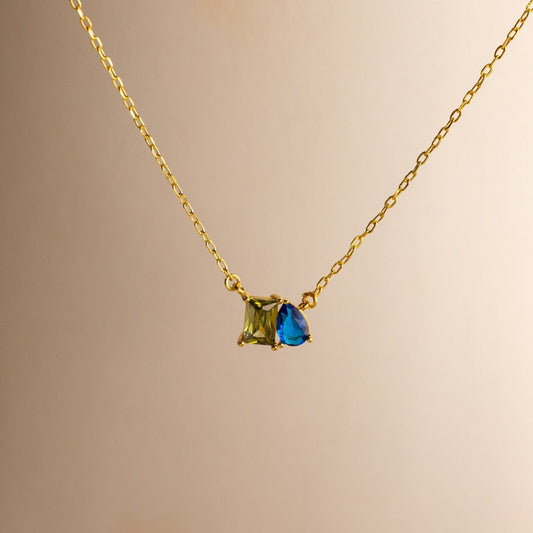 Emerald & Pear Cut Birthstone Necklace