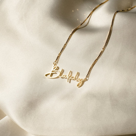 Personalized Name Necklace, Gold Name Necklace with Box Chain