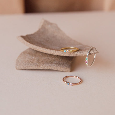 Dainty 3 Birthstone Ring, Custom Birthstone Jewelry