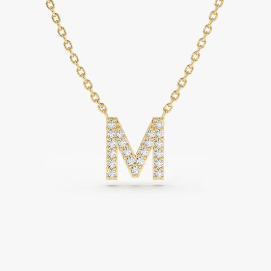 Initial Necklace, Diamond Initial Necklace, Letter Necklace, Single Initial Diamond Necklace, Personalized Gift