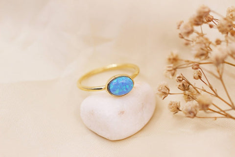 Dainty Opal Gold Ring, Bridesmaid Gift, Promise Ring