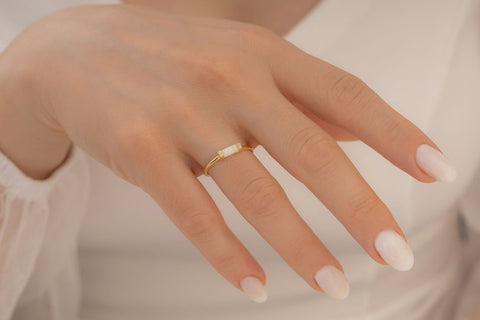 Baguette Opal Stone Minimalist Ring