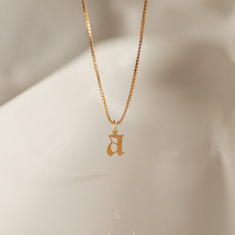 Initial Necklace with Box Chain