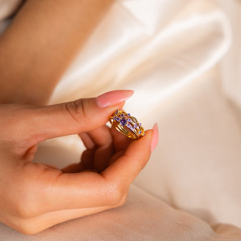 Amethyst Ring Set, Stackable Everyday Gemstone Rings