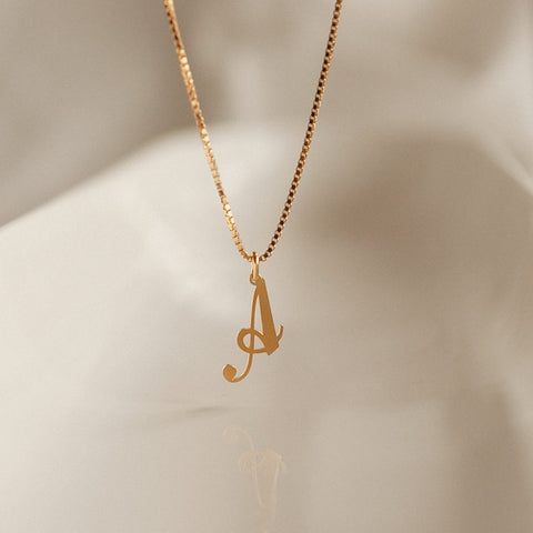 Initial Necklace with Box Chain