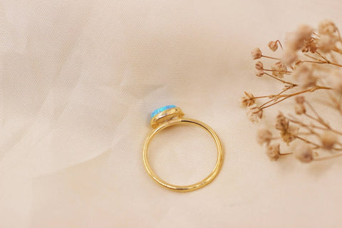 Dainty Opal Gold Ring, Bridesmaid Gift, Promise Ring