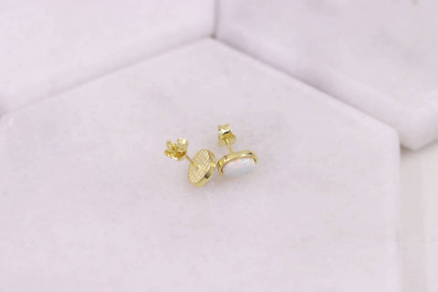 White Opal Stud Earrings, Dainty Earrings