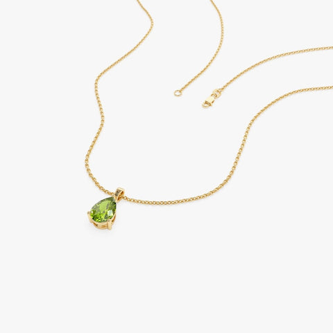 8x6 MM Peridot Necklace, Teardrop Birthstone Pendant, Dainty Elegant Peare Shaped Peridot Layering Necklace, Birthday Gift