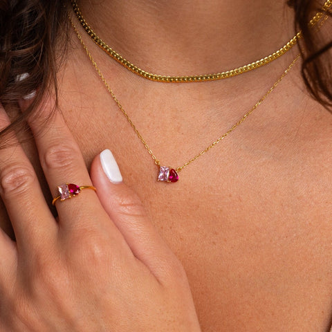 Emerald & Pear Cut Birthstone Necklace