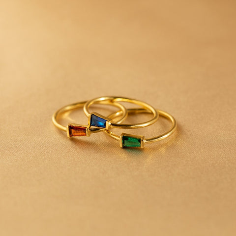 Taper Baguette Birthstone Gemstone Ring