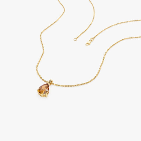 8x6 Pear Shape Citrine Necklace, Solid Gold Teardrop Birthstone Citrine Pendant, Dainty  Layering Necklace, November Birthday Gift