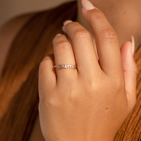 Dainty Mama Sterling Silver Ring