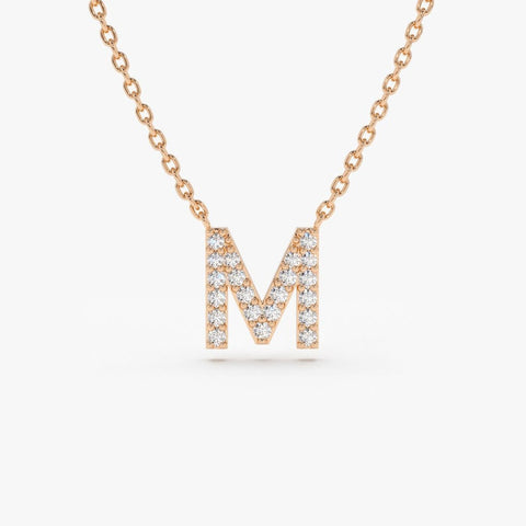 Initial Necklace, Diamond Initial Necklace, Letter Necklace, Single Initial Diamond Necklace, Personalized Gift