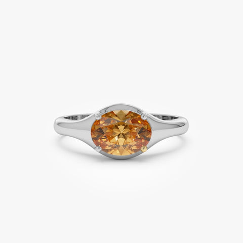 7x5 Citrine Ring, Oval Shape Prong Setting Citrine Stacking Ring , Minimalist Solitaire Handmade Citrine Ring, Birthday Gift