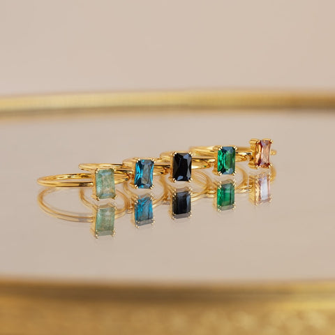 Birthstone Ring, Vintage Style Emerald Cut Ring