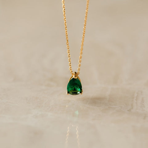 Pear Birthstone Dainty Custom Gemstone Chain & Pendant