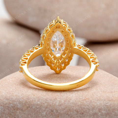2.7 CT Marquise, Round Cut Colorless Engagement Ring