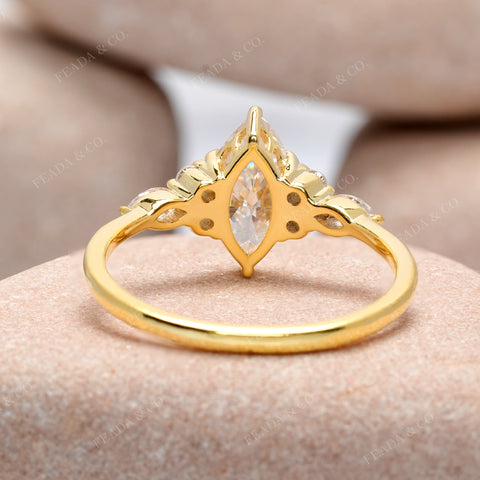 1.3 CT Round, Marquise Cut Colorless Engagement Ring