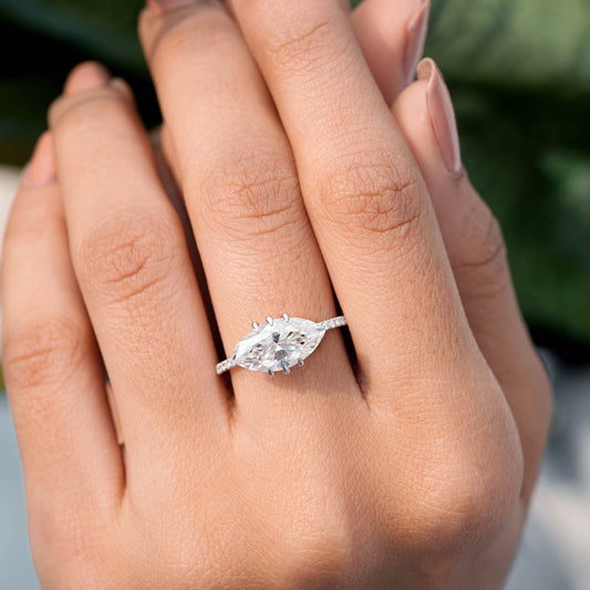 2.796 CT Marquise, Round Cut Colorless Engagement Ring