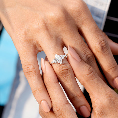 1.3 CT Round, Marquise Cut Colorless Engagement Ring